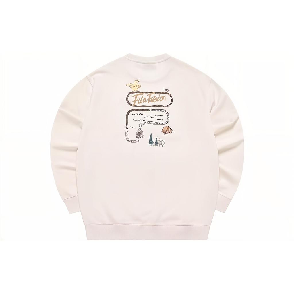 Fila Fusion Серия FOB Круглый вырез Свитшот Свободная толстовка Унисекс толстовка Молочно-бежевый T11U333206FBG