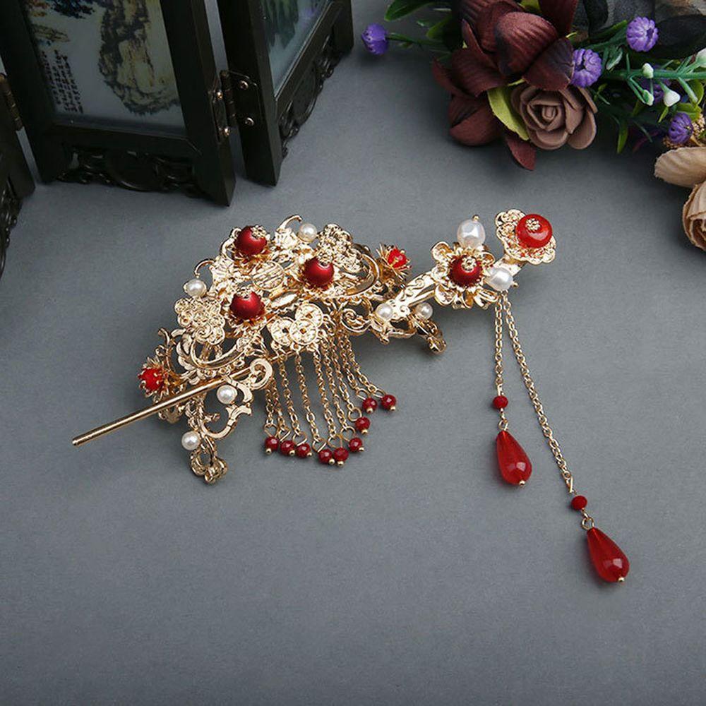 Hair Clip Beaded Bridal Chinese Hair Fork Women Hair Sticks Wedding Headdress Korean Hanfu Hairpins