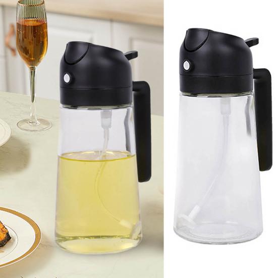 470ML Oil Dispenser Spray Pour 2 In 1 Olive Bottle Sprayer for Air Fryer Salad Frying Multi-Liquid Oil BPA-Free Glass Wide Mouth Oil Sprayer