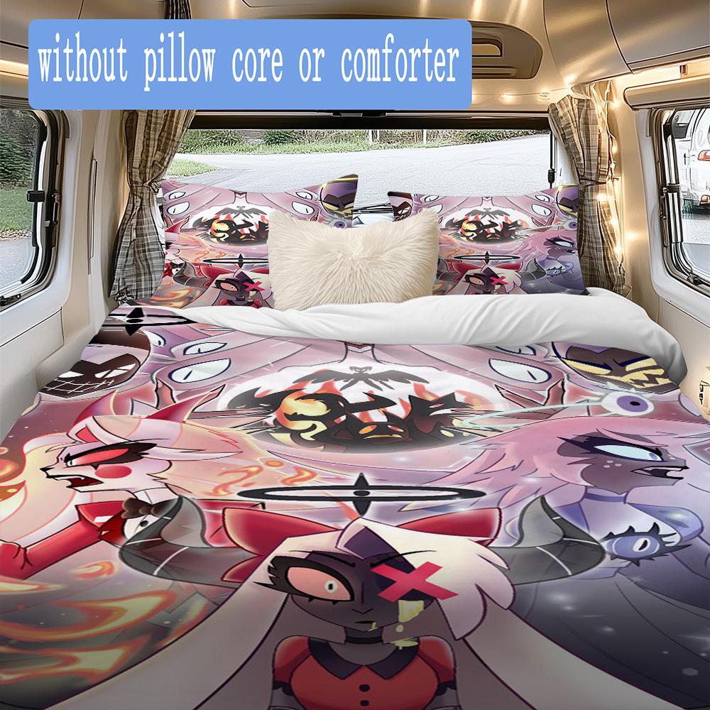 Hazbin Hotel Pattern Bedding,Quilt Set Quilt Cover Pillowcase Home Birthday Gift (1*duvet cover+2*pillowcase,without core)XSJT0917273