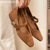 Suede Women Mary Jane Mid Heels Casual Shallow Shoes Woman 2025 Trend Autumn Dress Sandals Pumps New Mujer De Ballet Zapatillas
