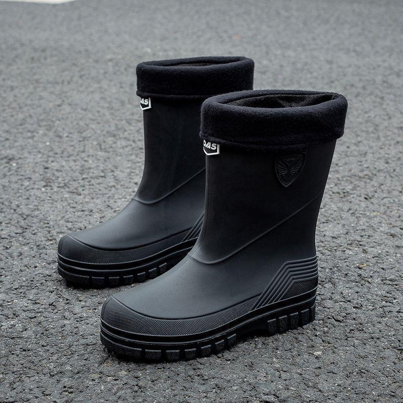 Мужские модные резиновые сапоги до середины икры, водонепроницаемые, для автомойки, рыбалки, работы, мужские резиновые галоши, боты от дождя