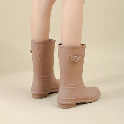 Модные женские резиновые сапоги средней длины на все сезоны, мотоциклетные резиновые сапоги, нескользящие водонепроницаемые резиновые сапоги, водные сапоги, сапоги средней длины, панк-обувь