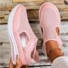 Обувь Женская обувь Универсальная обувь Большой размер Повседневная обувь Летающее плетение Наклонный каблук Обувь на платформе Липучка Сетка Женская обувь