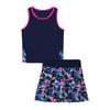 2Pcs Kids Girls Tennis Suit Sleeveless Racer Back T-shirt Top and Elastic Waist Skirt with Built-in Shorts Set for Running Gym Tennis Golf Sportswear