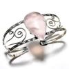 Розовый кварц драгоценный камень 925 посеребренный ювелирный браслет ручной работы-манжета