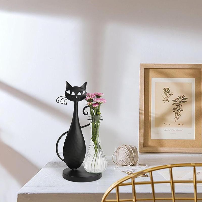 Украшения из железа ручной работы, цветочная композиция, креативное цветочное искусство, комнатные растения своими руками, домашний декор, мультяшный кот, экологически чистый черный