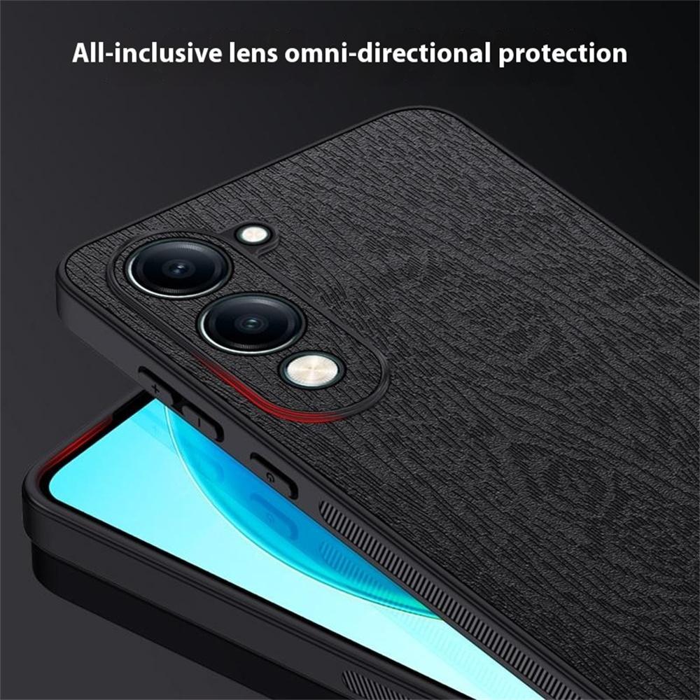 Для vivo Y04 4G Чехол Текстура дерева Покрытый ПУ кожей ПК ТПУ Чехол для телефона