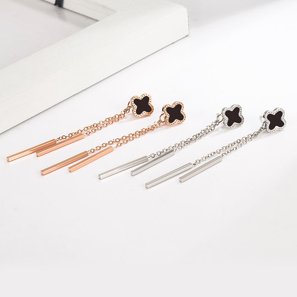 Модные серьги-клевер с четырьмя лепестками и капающим маслом для женщин, носящих листья, трендовые романтичные и универсальные серьги AVE