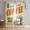 Vintage Metal Sign Fresh Brewed Coffee Sheer Curtains for Living Room Tulle Window Curtain Bedroom Kitchen Veil Drapes