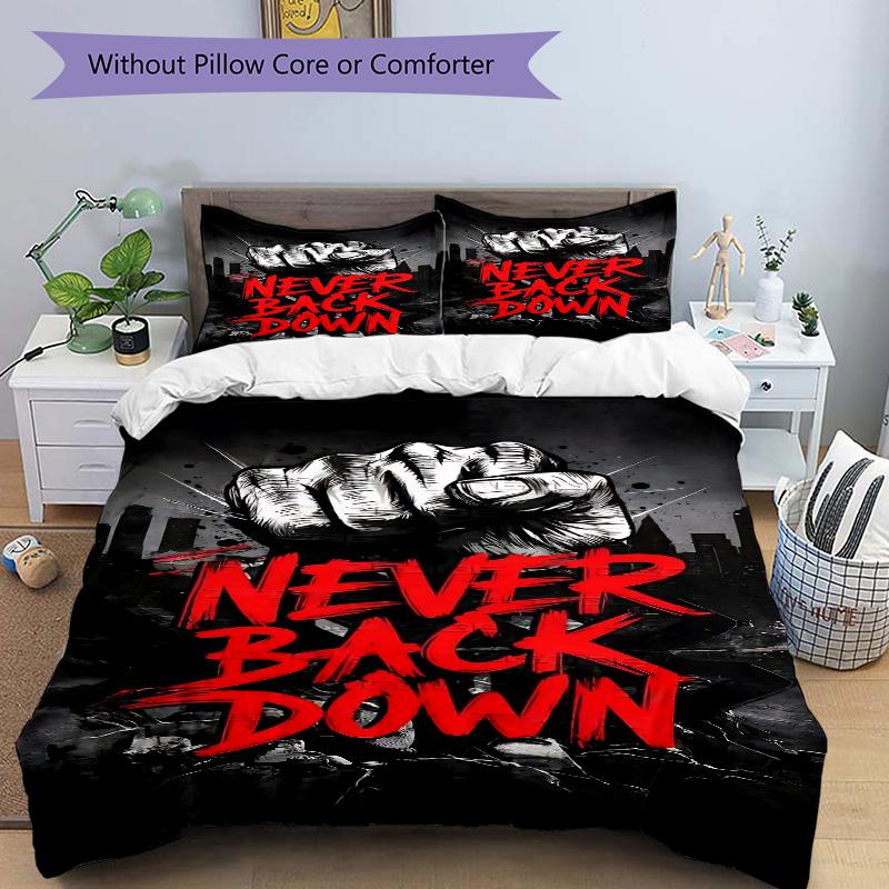 Never Back Down Print 3Pcs Bedding Setduvet Cover With 2 Bedropillowcase Home Birthday Gift