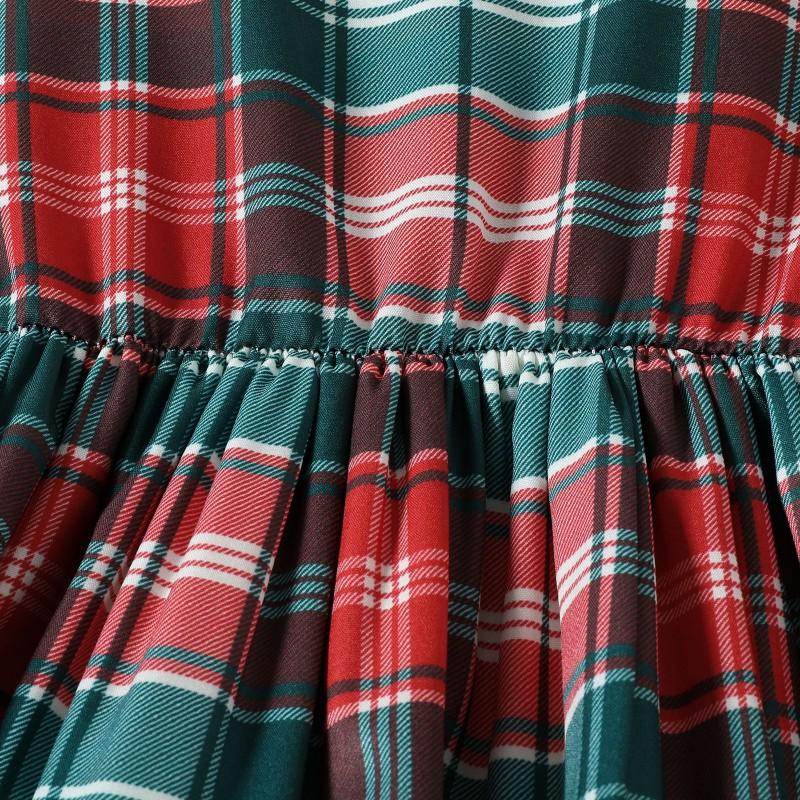 Children Plaid Dress Girl's Lace Bowknot Dress