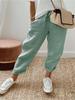 2024 Spring Cotton Linen Women's Pants Black High Wasit Pencil Pants Female Spring Fashion Trendy Loose Casual Ladies Bottoms