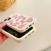 For iPhone 15 Silicone Case Cute 3D Smile Pink Floral Design Shockproof Phone Back Cover