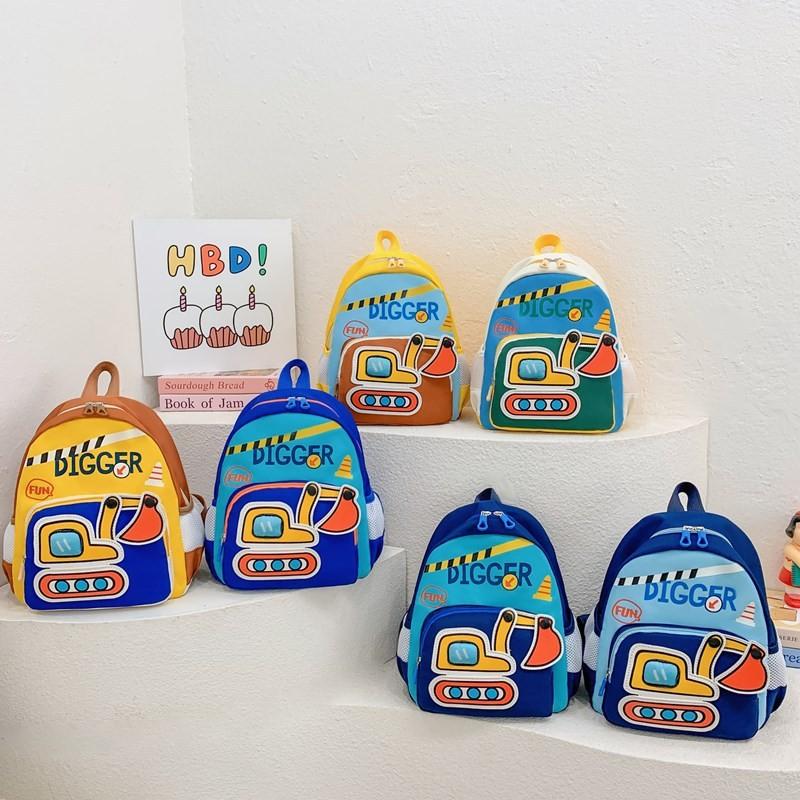 Cartoon Vehicle Engineering Bag Student Backpack Lightweight Casual Trendy