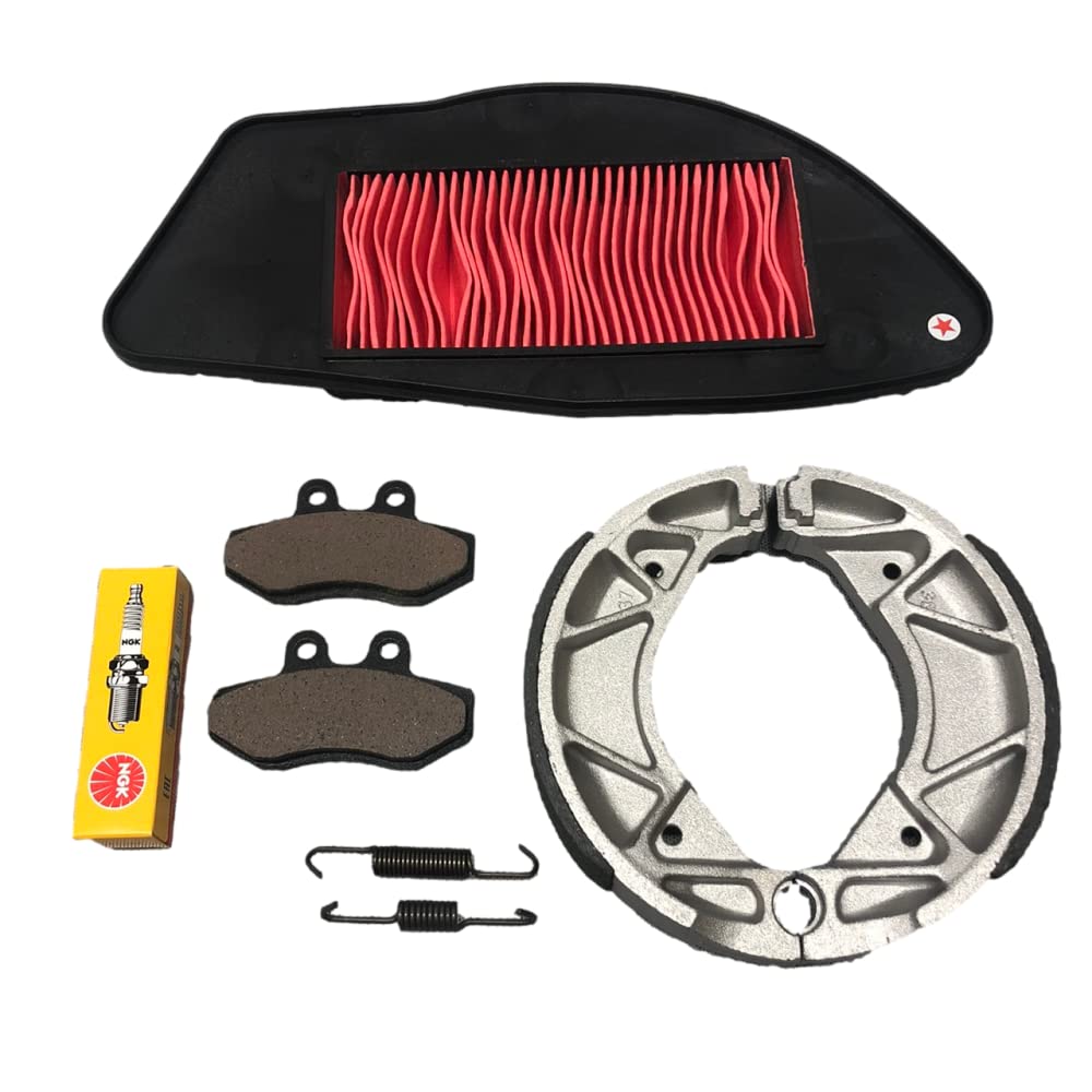 Replacement Parts for the Cygnus X 125 SR 5UA1, Including Front and Rear Brake Pads, Shoes, Air Filter, and NGK Spark Plugs (CR7E) (A-BPK-20022Y).