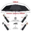 Wind Resistant 3Fold Automatic Umbrella Rain Women Leather Wood Handle Business British Style Umbrella Men's Gift Large Umbrella