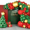 Festive Christmas Balloon Set: Red, Green, Gold Chain Decor for Holiday Parties