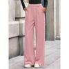 Women Casual Solid Straight Wide Leg High Waist Long Pants