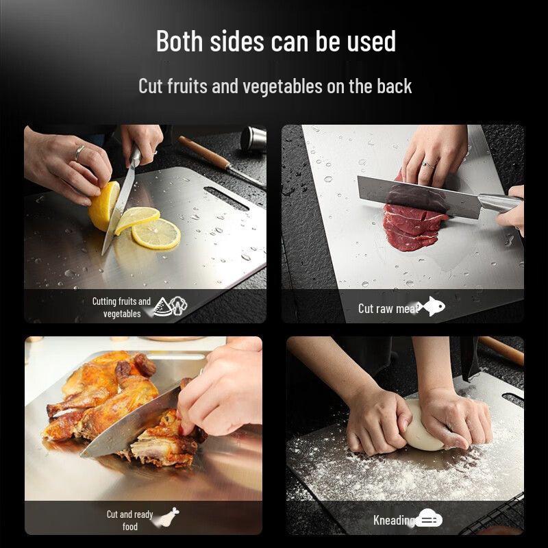Большая антибактериальная разделочная доска - нержавеющая сталь 316, защита от плесени, утолщенная для кухонного использования