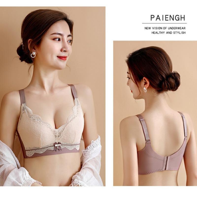 Новый кружевной латексный бюстгальтер для девочек, одежда со сборками по бокам груди, регулируемый бюстгальтер со сборками из нестального кольца