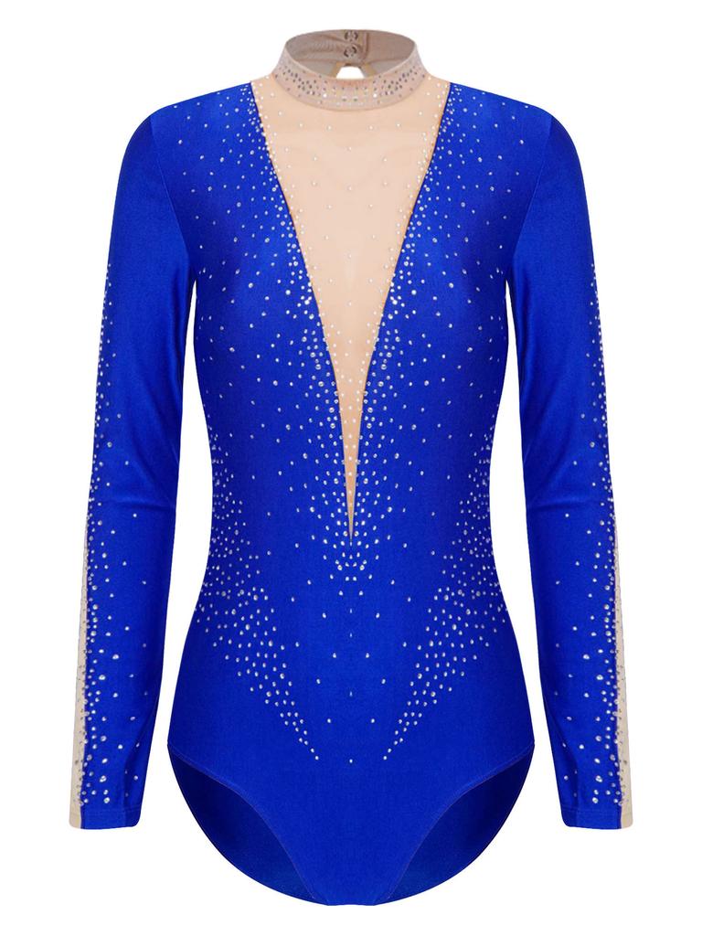 Женский декор со стразами, балет, художественная гимнастика, акробатика, танец, акробатика, купальник, костюм для фигурного катания, танцевальная одежда для латинского джаза