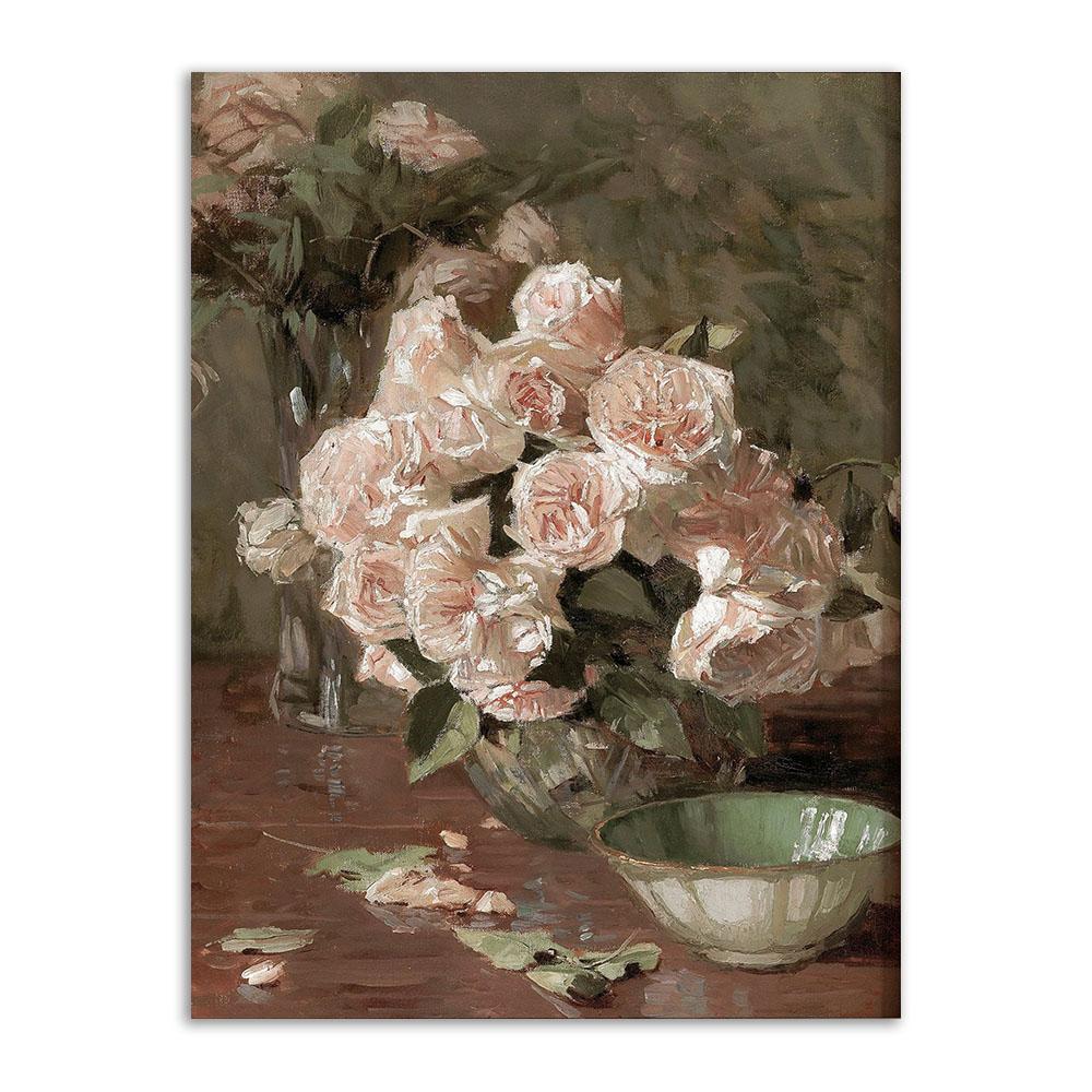 Moody Flower Canvas Painting Vintage Botanical Poster And Print Still Life Dark Flower Wall Art Picture Decoration Room Home Art