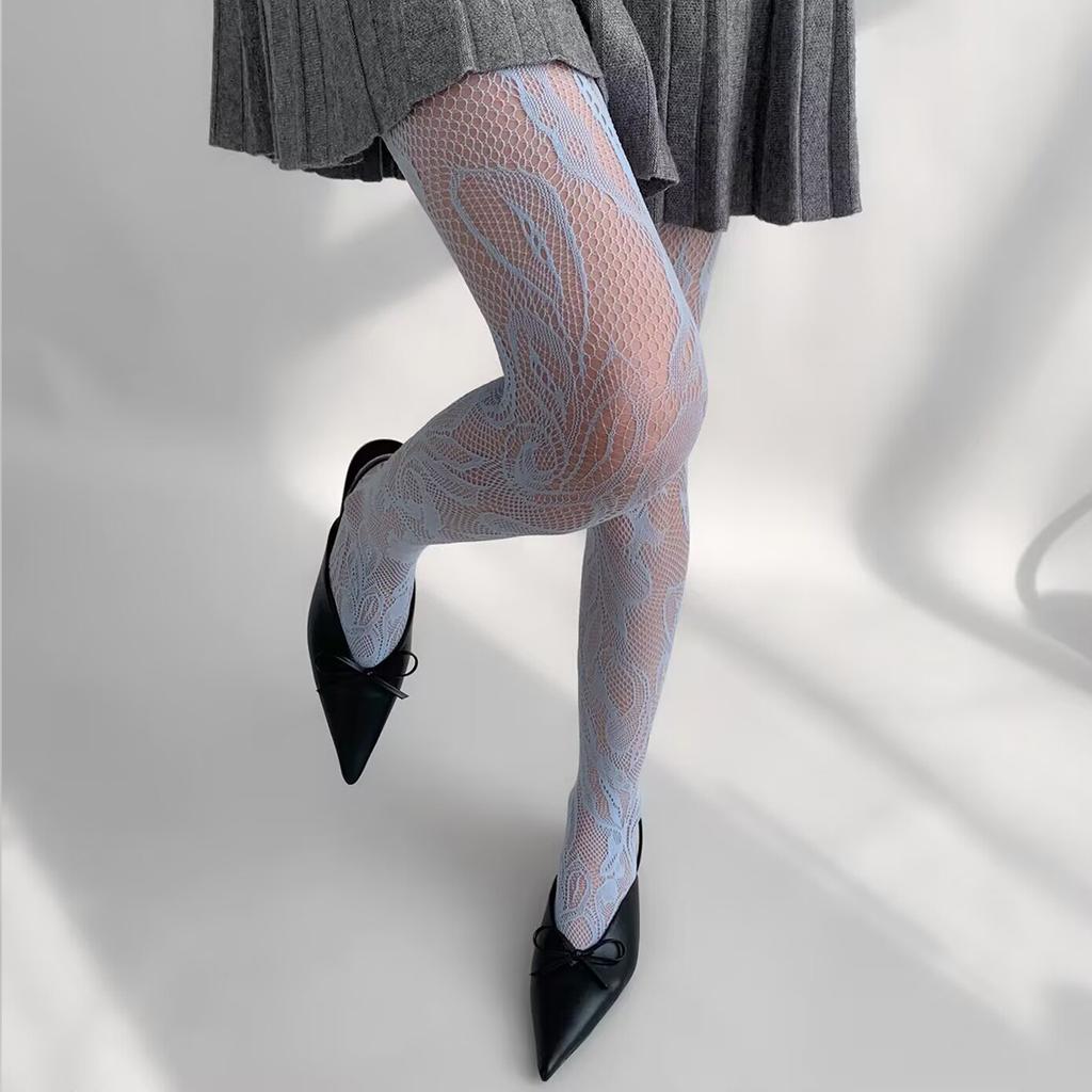 High elastic European and American pantyhose fishnet stockings fashion girls sexy tattoo jacquard lace hollow