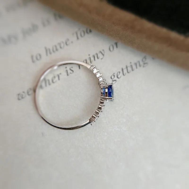 Кольца с инкрустацией бриллиантами и сапфирами для женщин, легкая роскошь, ретро, изысканное синее кольцо, помолвка, придворный стиль, свадебные украшения