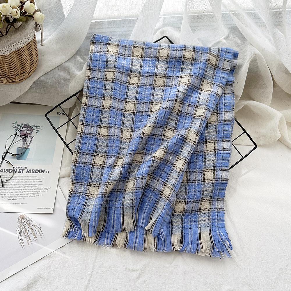 High End Imitation Cashmere Plaid Scarf Versatile and Warm In Winter  Women's Neck Scarf  Fringed Shawl