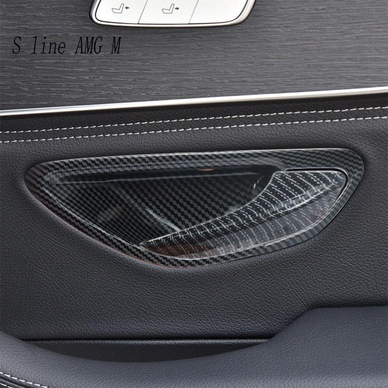 Углеродное волокно, внутренняя дверь, подлокотник, ручка, накладка, дверная чаша, рама, наклейки для Mercedes Benz CE Class W205 W213 GLC
