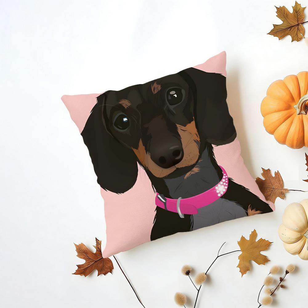 Чехол на подушку таксы D-Dachshund Стирка в машине Льняная наволочка Мягкая Для ежедневного дивана кровати Декор комнаты дома