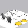 Metal 3 In 1 New Style Magnet Clip On Glasses Frame Trend Polarized Sunglasses For Men  Optical Computer Glasses UV400 7009