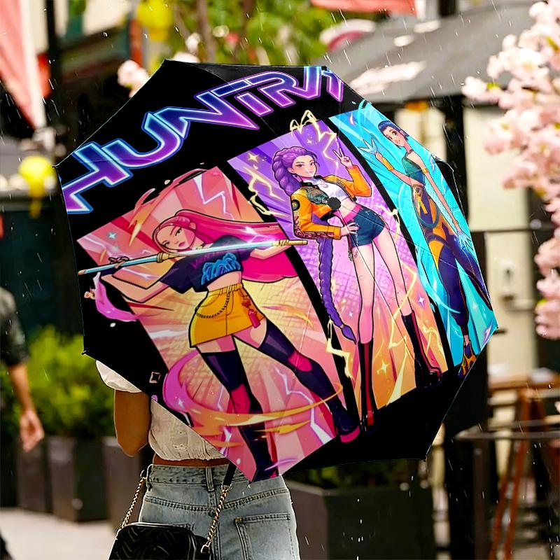 KPop Demon Hunters Print Umbrella Automatic Opening/ Closing - Portable Foldable Design - Daily use for Travel/Outdoor - Gift for Birthday
