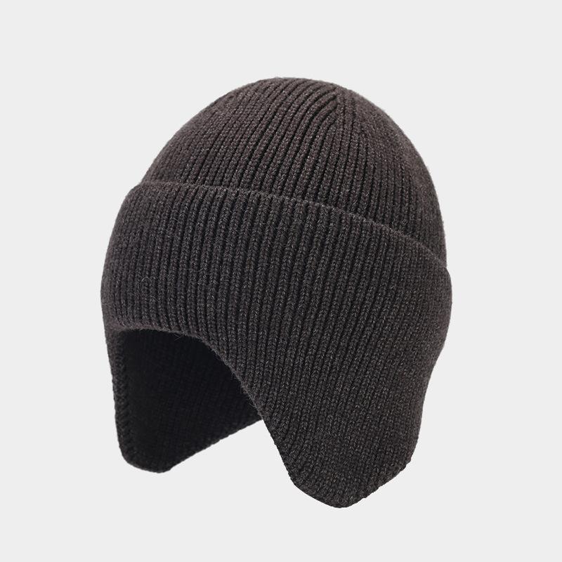 Autumn and winter new outdoor cold-proof ear protection knitted hat men's and women's simple solid color dome pullover hat warm hat tide