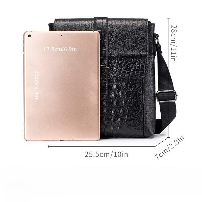 Мужская сумка на одно плечо с принтом крокодила, мужская сумка кроссбоди из натуральной кожи в ретро-стиле