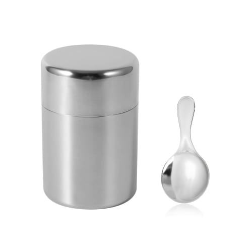 Liroyal Tea Caddy, 400ml Canister, Stainless Steel Tea Canister for Coffee and Tea, Airtight, Light-Blocking, Preserves Freshness, Dishwasher Safe, Gi