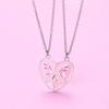 Women Necklace BEST FRIENDS Oil-dripping Butterflies Magnetic Double Chain Splicing Love Heart Kids