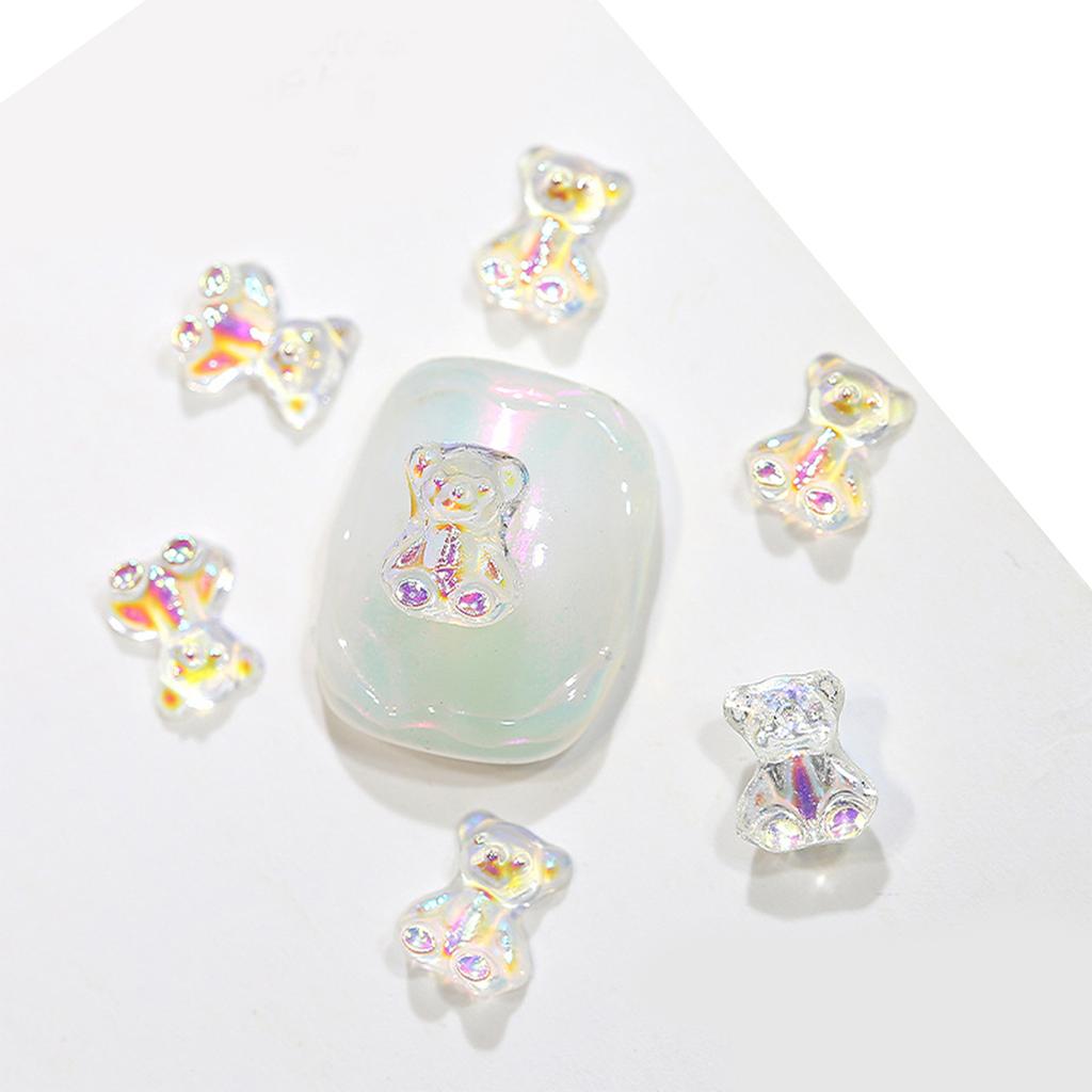 20 шт. милые украшения для ногтей в виде медведя, смоляные кристаллы, стразы «Аврора», красочные подвески для ногтей, аксессуары для поделок