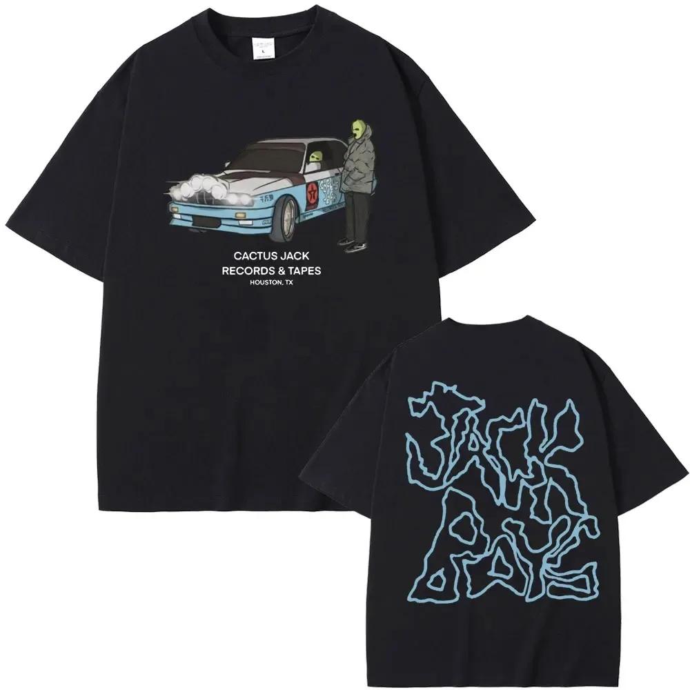 Cactus Jack T-shirt Summer UnisexFashion O-collar T Shirt 100% Cotton Casual Short Sleeve Hip Hop Oversized Streetwear