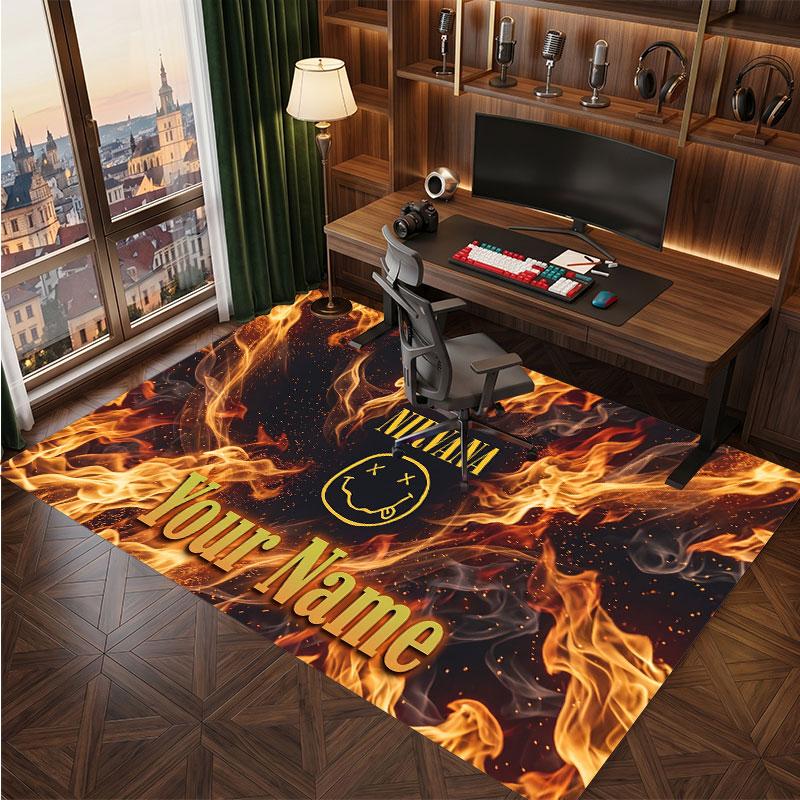 Nirvana Personalized Crystal Velvet Carpet, Customized Name Text Soft Anti‑Slip Rug for Living Room Bedroom