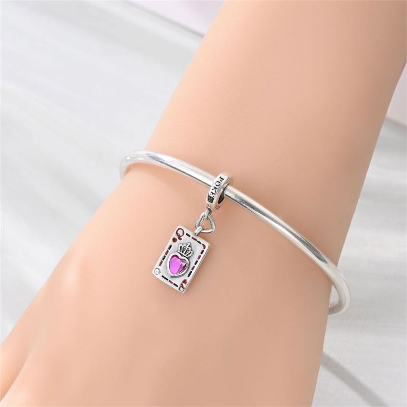 Copper Poker Series Pendant Spade 10-A Royal Flush Red Heart Beads For Bracelet Woman Charms For Jewelry Making