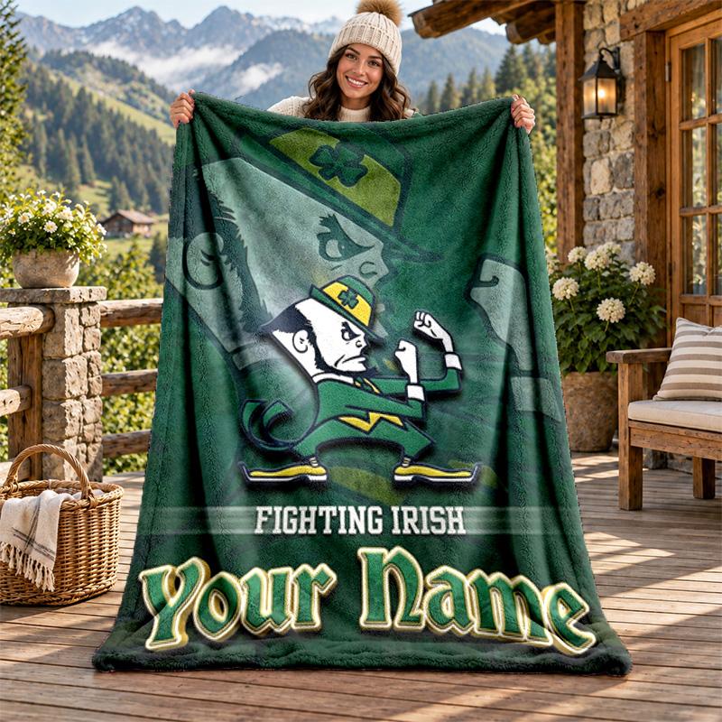 Fighting Irish Custom Name Flannel Blanket Personalized Soft Warm Plush Throw Blanket Customized Gift for Family Friends