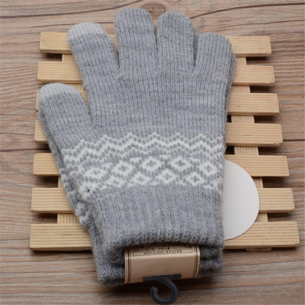 Outdoor Driving Cycling Elastic Cuff Warm Knit Gloves Touch Screen Gloves Mittens Winter Gloves