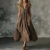 Women S Sleeveless V Neck Solid Color A Line Long Dress