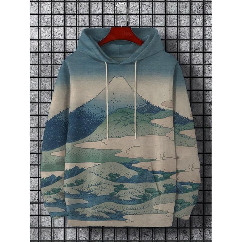 Осенние и зимние мужские толстовки с капюшоном в японском стиле Харадзюку, повседневные спортивные толстовки с узорами в стиле аниме, осень и зима