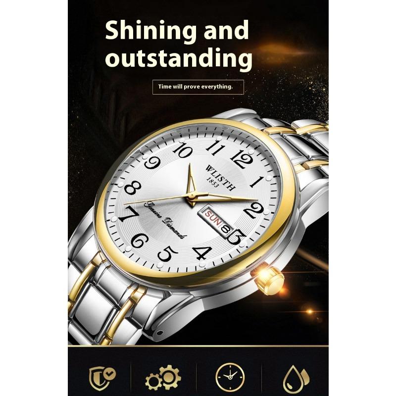 Модные мужские часы от ведущего бренда, двойной календарь, светящиеся, водонепроницаемые, кварцевые, цифровые наручные часы