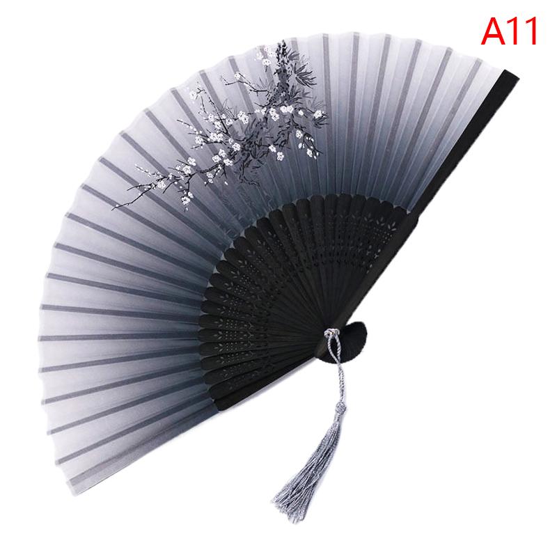 1 шт. складной веер в китайском стиле с бамбуковым стержнем, элегантный женский складной веер с цветочным узором, украшение для свадебной вечеринки