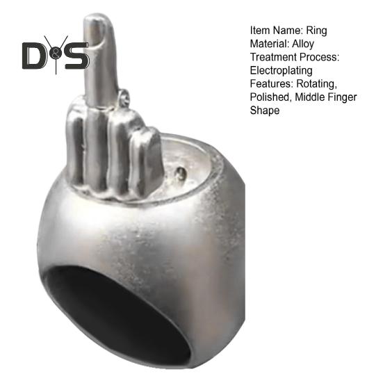 Выдвижное кольцо на средний палец, вращающееся кольцо на средний палец, ретро-персонаж, нишевое кольцо для снятия стресса, рождественский розыгрыш, подарок на средний палец