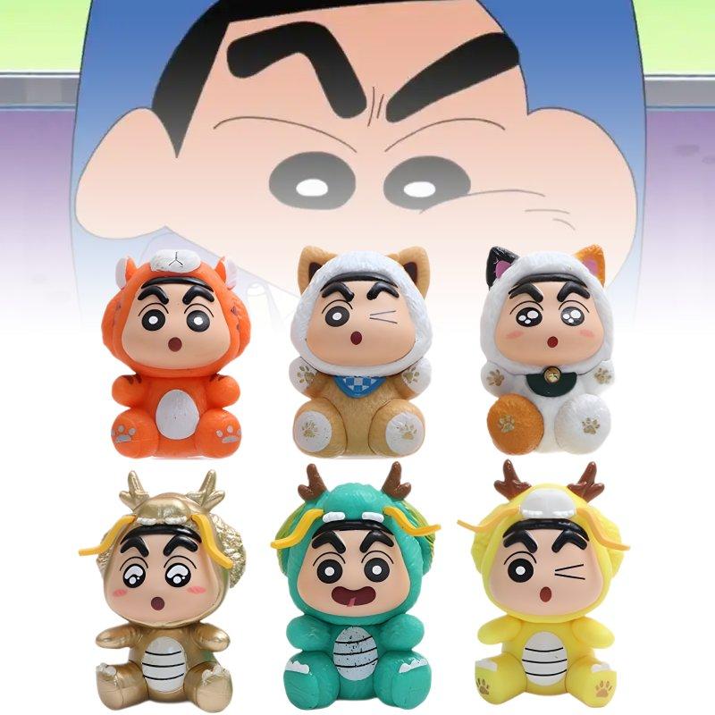 Shin Crayon 6pcs Chan Toy Doll Pvc Model Desktop Decoration Ornament Gifts Child